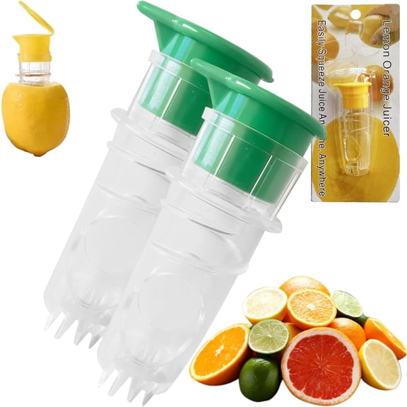 2025 New Screw-Top Lemon Squeezer, Lemon Juicer Squeezer, Portable Plastic Lemon Squeezers, Lemon Mini Squeezer, Manual Juicer Hand, Compact Juice Extractor Citrus Press with Lid (Green*2)