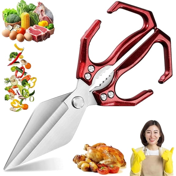 2025 New Seattle Multi-Purpose Heavy-Duty Kitchen Shears, 2-in-1 Multi-Purpose Heavy-Duty Kitchen Shears Ideal for Meat, Vegetables, and Nuts