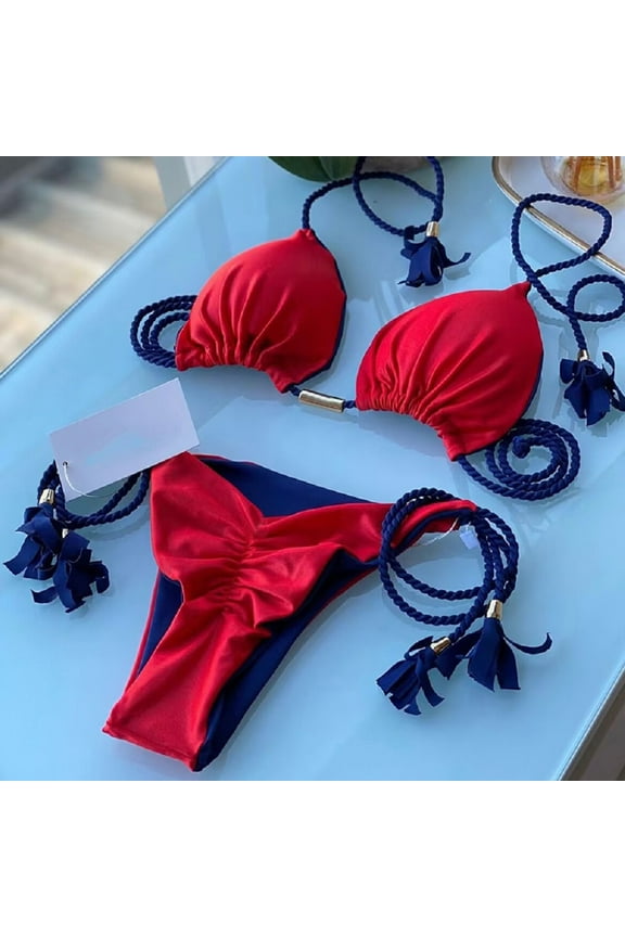 Two-piece 2025 New Sexy Women Swimsuit Braiding rope Bikini Set Two-piece Triangle Swimwear Bathing Suit Brazilian Biquinis