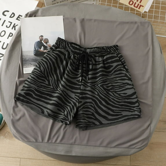 2025 New Shorts for Women Plus Size Ladies Plus Size Summer Printed Lace-Up Elastic Pocket Casual Shorts Quick Drying Women Shorts Plus