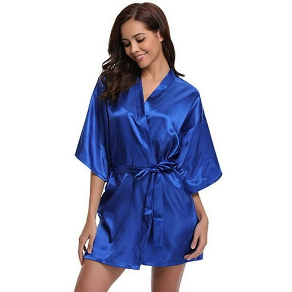 2025 New Silk Kimono Robe Bathrobe Women Silk Bridesmaid Robes Sexy Navy Blue Robes Satin Robe Ladies Dressing Gowns (royalblue,XL)