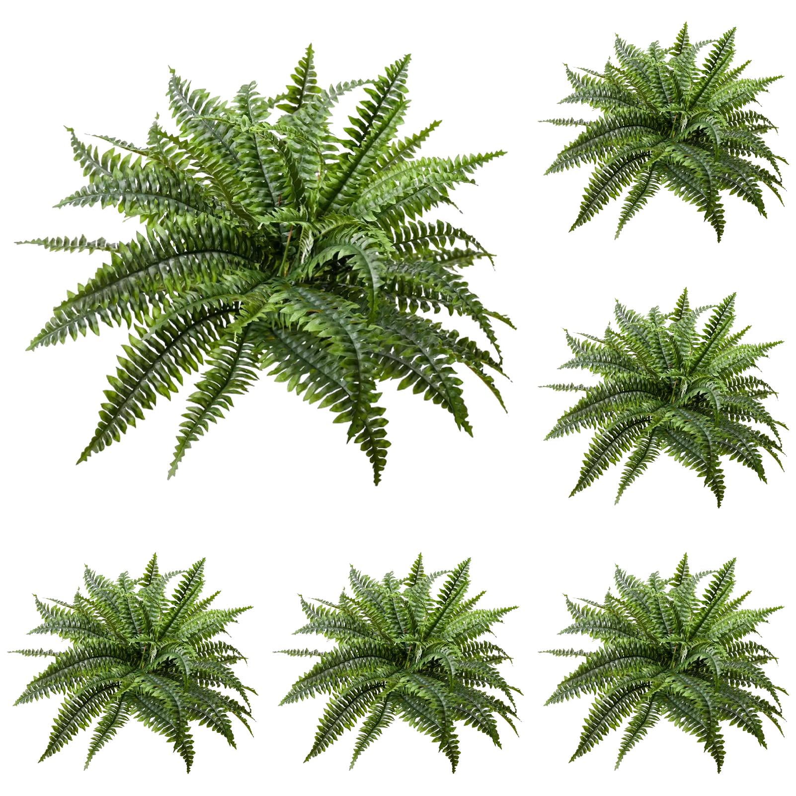 2025 New Single Silky Artificial Boston Fern 25-Leaf - Lifelike Fern Bush 23.6" for Outdoor & Indoor Decor, Large Greenery for Planters, Office, Living Room, Front Porch