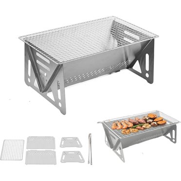 Stainless Steel Portable Folding Charcoal BBQ Grill Outsunny / 28" 29" Fordable Backyard Cooker Portable Charcoal Grill