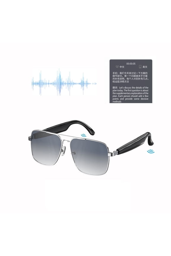 2025 New Smart Glasses for Men ,Clear Bluetooth Sunglasses for Women with Polarized Lenses Anti-Blue Light, 144+ Languages Real-Time Translation,Built-in Microphone,Speaker (Color-V1)