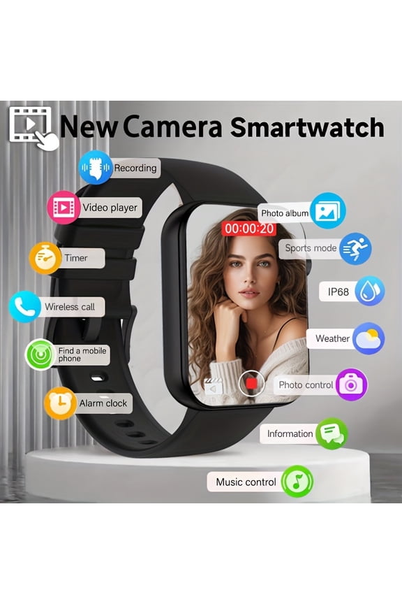 2025 New Smartwatch with Built-in Camera | 1.91" HD Display | Audio/Video Recording | Wireless Calling | 100 Sports Modes | 512MB Storage | Zinc Alloy Case | iOS & Android Compatible