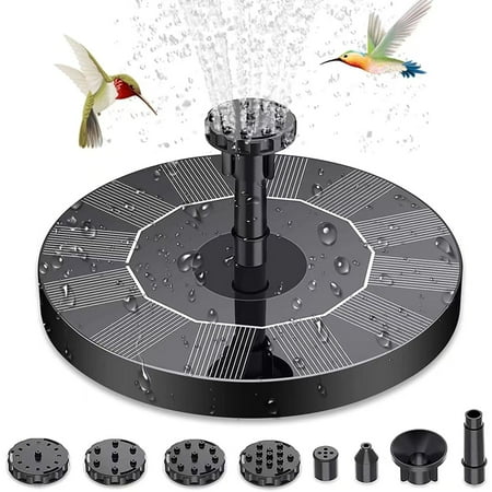 2025 New Solar Fountain Pump with 7 Spray Heads: Solar Powered Bird Bath Fountain for Ponds, Gardens, Bird Baths, Aquariums Outdoor Floating Solar Water Pump Fountain(6.3in Black)