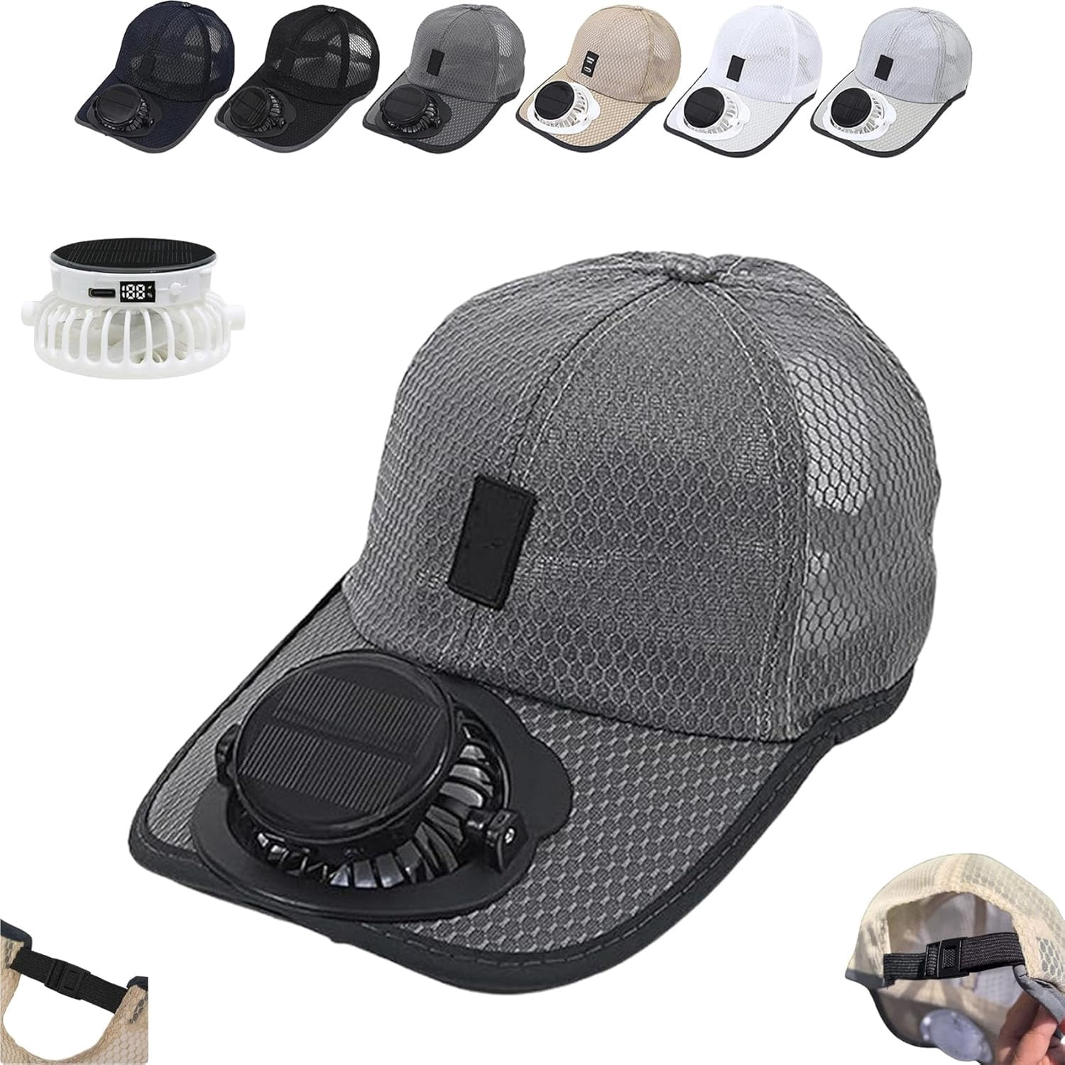 2025 New Solar Rechargeable Peaked Cap, Solar-Powered Baseball Cap with ...