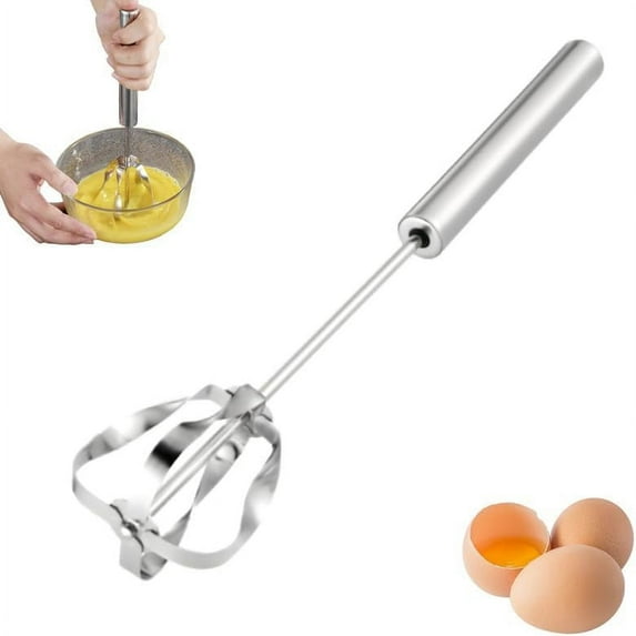 2025 New Stainless Steel Semi-Automatic Whisk, Wider Whisk Head Hand Push Rotary Whisk, Multi-Functional Hand Push Mixer, Hand Whisk Blender for Cooking Kitchen Home Egg Milk (Upgrade 3pcs)