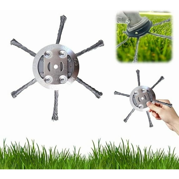 2025 New Steel Edge Pro Trimmer Head - 6-Blade Unbreakable Design | Universal Fit for Lawn Mowers | Heavy-Duty Weed/Rust Removal | Cordless Trimmer Compatible