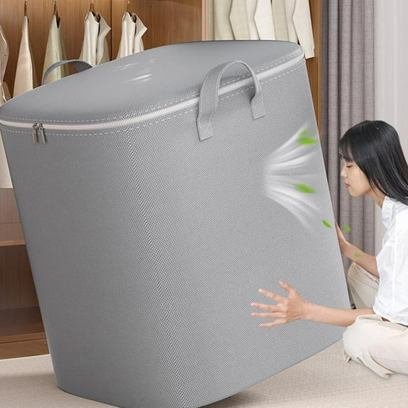 Comforter Storage Bag,Heavy Duty Storage Bags with Reinforced Handles & Lids,Waterproof Extra Large Non-woven Storage Bins for Queen Comforters,Pillows, Blankets,Bedding,Blanket,Duvet,Space Saver