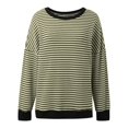thumbnail image 1 of 2025 New Striped Print Waffle Sweatshirts for Women Loose Fit Crewneck Drop Shoulder Long Sleeve Pullover Tops Trendy Soft Comfy Split Hem Stylish Outfit for Daily Wear Green XXXXL, 1 of 5