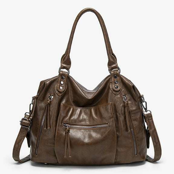 2025 New Style Women's Handbags for Cross-Border Trade: Washed PU Soft Leather Commuter Shoulder Tote Bag with Large Capacity