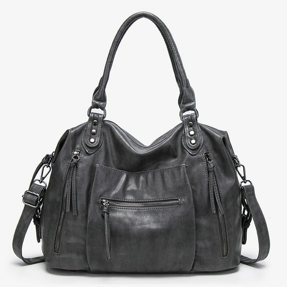 2025 New Style Women's Handbags for Cross-Border Trade: Washed PU Soft Leather Commuter Shoulder Tote Bag with Large Capacity