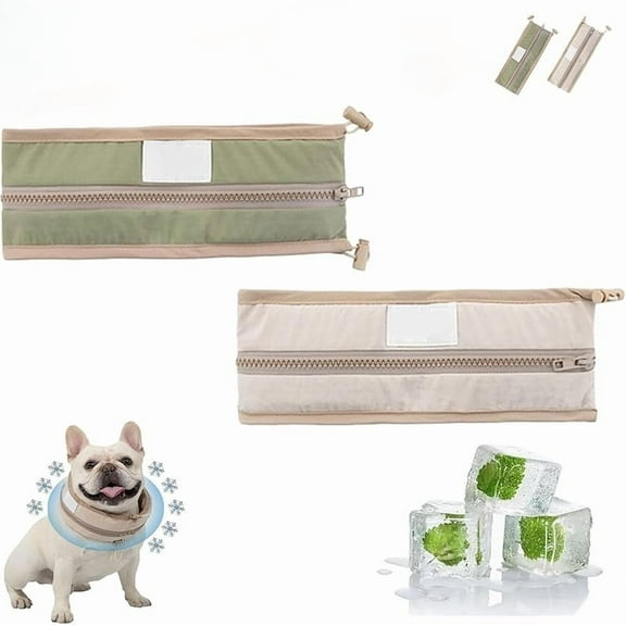 2025 New Summer Fashion Breathable Dog Cooling Collar, (Neck Adjustable Range: 14-17 in) Reusable Pet Ice Neck Scarf Wraps, for Small Medium Large Puppies (Brown)