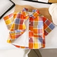 thumbnail image 1 of 2025 New Summer Graphic Tees Kids (1-11 Y) Children'S Casual Fashion Thin Buttons with Pocket Plaid Short-Sleeved Shirt Lapel Shirt Girls Short Sleeve Tops, 1 of 3