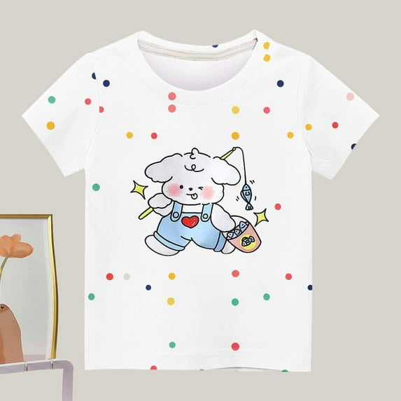 2025 New Summer Graphic Tees Kids Girls and Boys' Sports Short Sleeve Graphic T-Shirts Girls Short Sleeve Tops