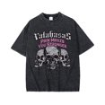 thumbnail image 1 of 2025 New Summer Old Skull Print Short-sleeved Men's Street Fashionable Washed T-shirt, 1 of 4