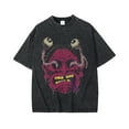 thumbnail image 1 of 2025 New Summer Old Skull Print Short-sleeved Men's Street Fashionable Washed T-shirt, 1 of 4
