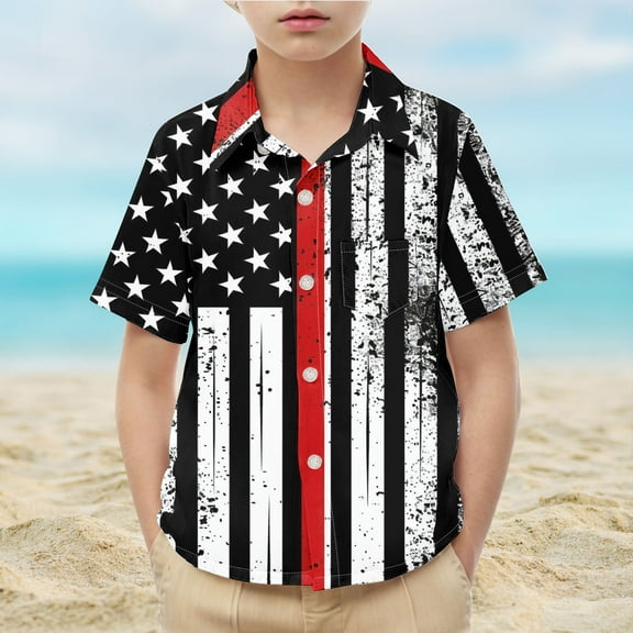 2025 New Summer Short Sleeve Shirts for Boys Fashion Lapels Print Boys T Shirts Soft Comfort T-Shirts for Girls