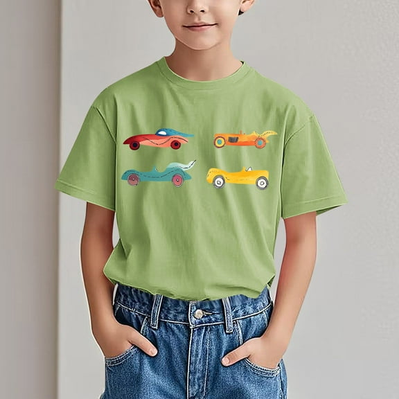 2025 New Summer Short Sleeve Tops Girls Fashion Round Neck Print Boys T Shirts Soft Comfort Graphic Tees Girls