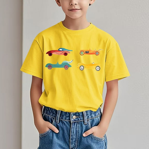 2025 New Summer Short Sleeve Tops Girls Fashion Round Neck Print Boys T Shirts Soft Comfort Graphic Tees Girls