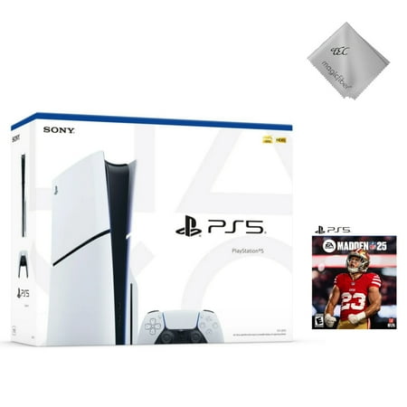 2025 New TEC PlayStation_5 Slim Disc Edition Console Bundle – Includes Madden NFL 25 (Latest Edition), 1TB SSD Storage, 4K UHD Blu-Ray, DualSense Wireless Controller
