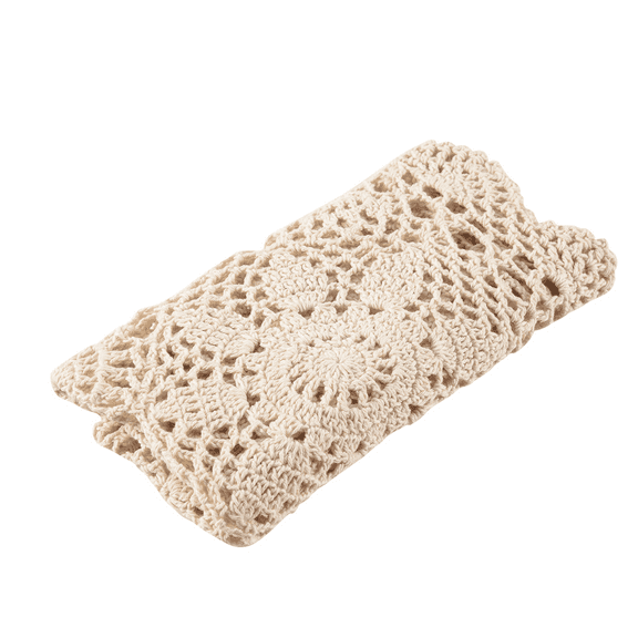 2025 New! Tablecloths Crochet Square Table Cover Christmas Lace Covering Doilies for Furniture DCor Beige Color 15.7Inch