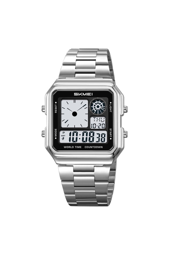 2025 New Tactical Square Digital Watch for Men | Multifunction Outdoor Chronograph with Stainless Steel Band, Dual Time, Date, Night Light for Hiking, Military Style