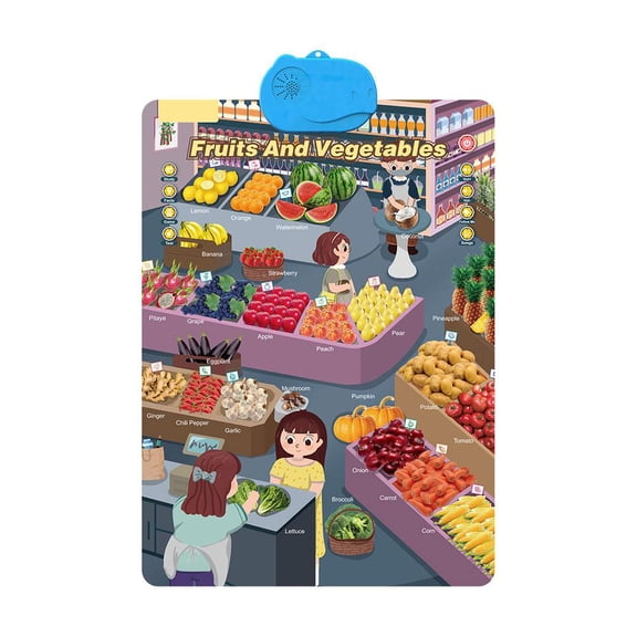 2025 New Talking Wall Chart for Kids,Learning Poster with Sounds, Interactive Songs, ABCs, Numbers, Animal Words & Piano, Touch to Learn No Screen Required, for Toddlers,Interactive Learning Poster