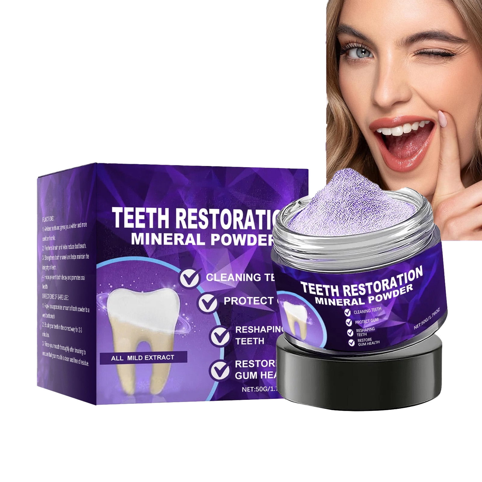 2025 New Teeth Restoration Mineral Powder Purple Natural Tooth Powder ...