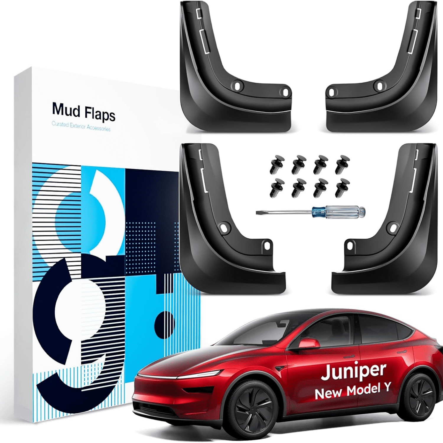 2025 New Tesla Model Y Juniper Accessories Mud Flaps [Stay Clean, Protect Paint] All Weather Guards Body Kits for Tesla New Model Y 2025 2026 Launch, Thicker Version (Set of 4)