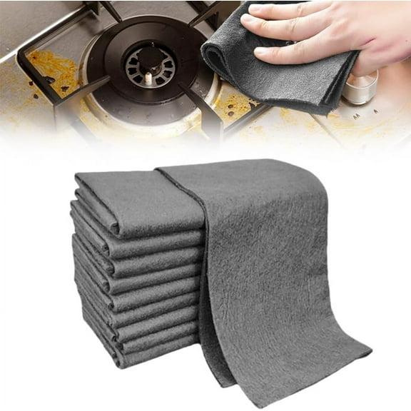 2025 New Thickened Magic Cleaning Cloth, Magic Streak Free Miracle Cleaning Cloth Multipack, Upgrade Reusable Microfiber Cleaning Rag Lint Free Cloth Reusable Cleaning Rag Lint Free Cloth (10, Black)
