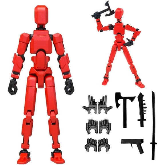 2025 New Titan 13 Action Figure Set,Titan 13 Robot Action Figure 3d Printed Multi-Jointed Movable,Robot 13 Action Figures,Decorations for Action Figures - Assembly Completed (Assembly Completed-Red)