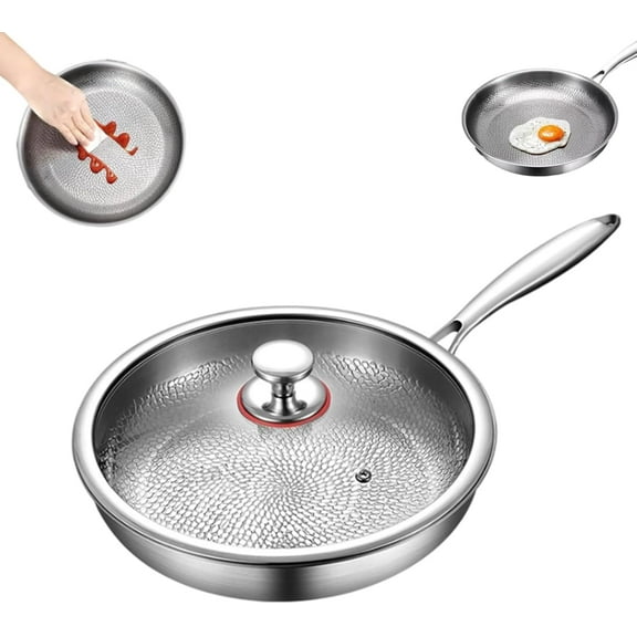 2025 New Titanium Hammered Pro Pan with Lid - Durable Non-Stick, Scratch-Resistant & Even Heating Cookware (10.23 in) Z