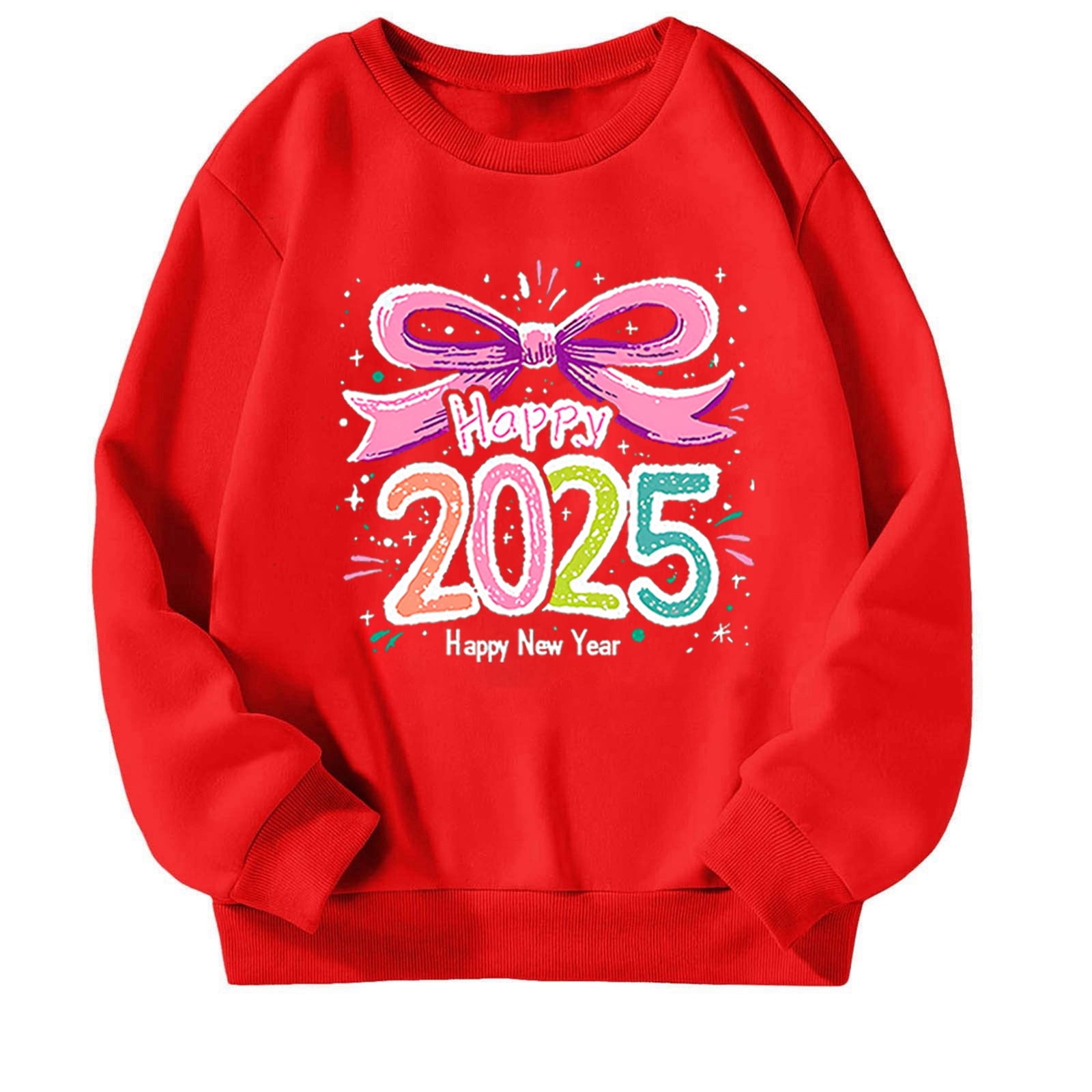 2025 New Toddler Girls Sweatshirt Solid Color Letter Printed Crewneck