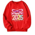 2025 New Toddler Girls Sweatshirt Solid Color Letter Printed Crewneck