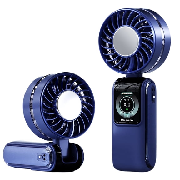 2025 New Turbo-Speed Handheld Fan with Ice Cooling & Digital Display - 4 Colors, ABS Lightweight 225g Design, 170mm Portable for Outdoor/Sports/Office, Tech Gift with Concentrated Airflow, Blue