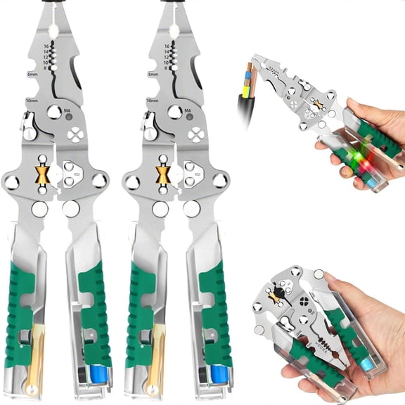 2025 New Tuvilo Electrical Pliers, Upgrade 18-in-1 Folding Stylus Screwdriver Wire Stripper, Compact Multi-tool Electrician Pliers, Can Handle Various Repairs 2PC