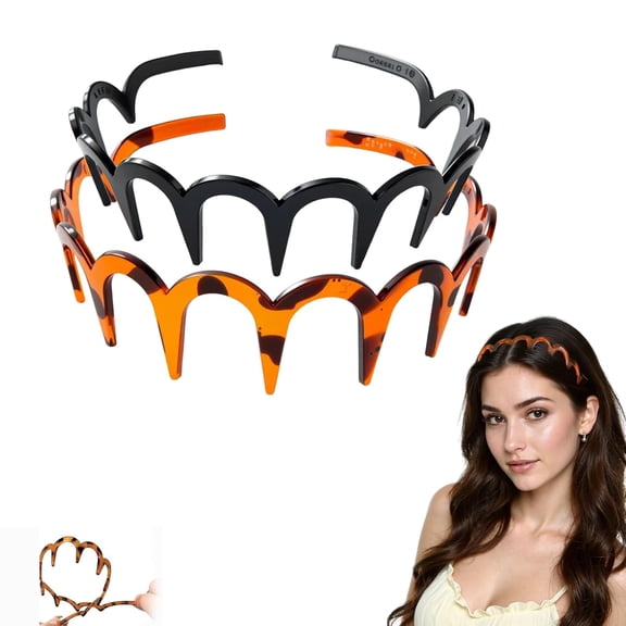 2025 New U Shape Fashion Tooth Hair Comb Headband (Mix 2PCS, M) – High Cranium Head Bands for Women, Zig Zag/Wavy Teeth Hair Hoop, Women Girls Hair Accessory Styling
