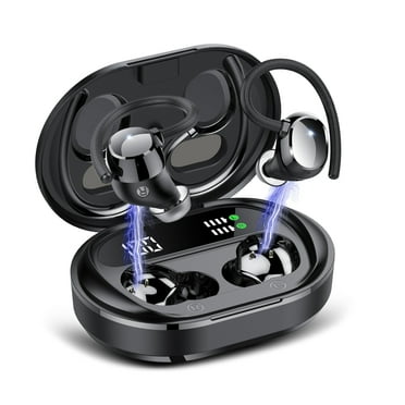 2025 New Ultralight Bluetooth Headphones 125Hrs Wireless Earbuds with Display Charger Case Over Ear Bud with Earhooks,Noise Cancelling Mic,Waterproof Deep Bass Headset for Workout,Black