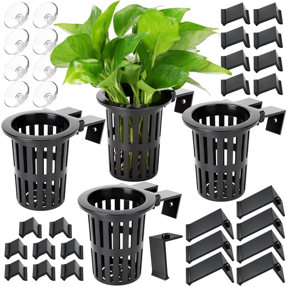 New Upgraded Aquarium Plant Holder with 1.57-inch Extension Hooks and Suction Cups for Fish Tank Aquaponic Plant Cultivation and Aquascape Decorations Accessories (4 Pack)