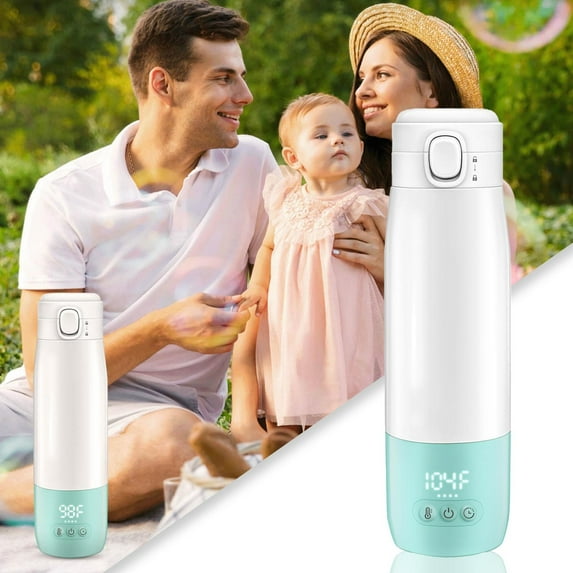 2025 New Upgraded Portable Travel Baby Bottle with Fast Heating Heater Precise Temperature Control for Milk Formula and Water 360ml Large Capacity Suitable for Travel/Outdoor Walking/Home Car