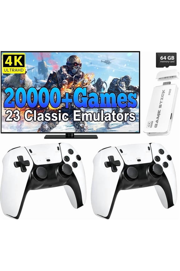 2025 New Upgraded RetroGame Console with 20,000+ Games,4K HDMl Output, Wireless Controller, Game Emulator, Arcade Communication Stick