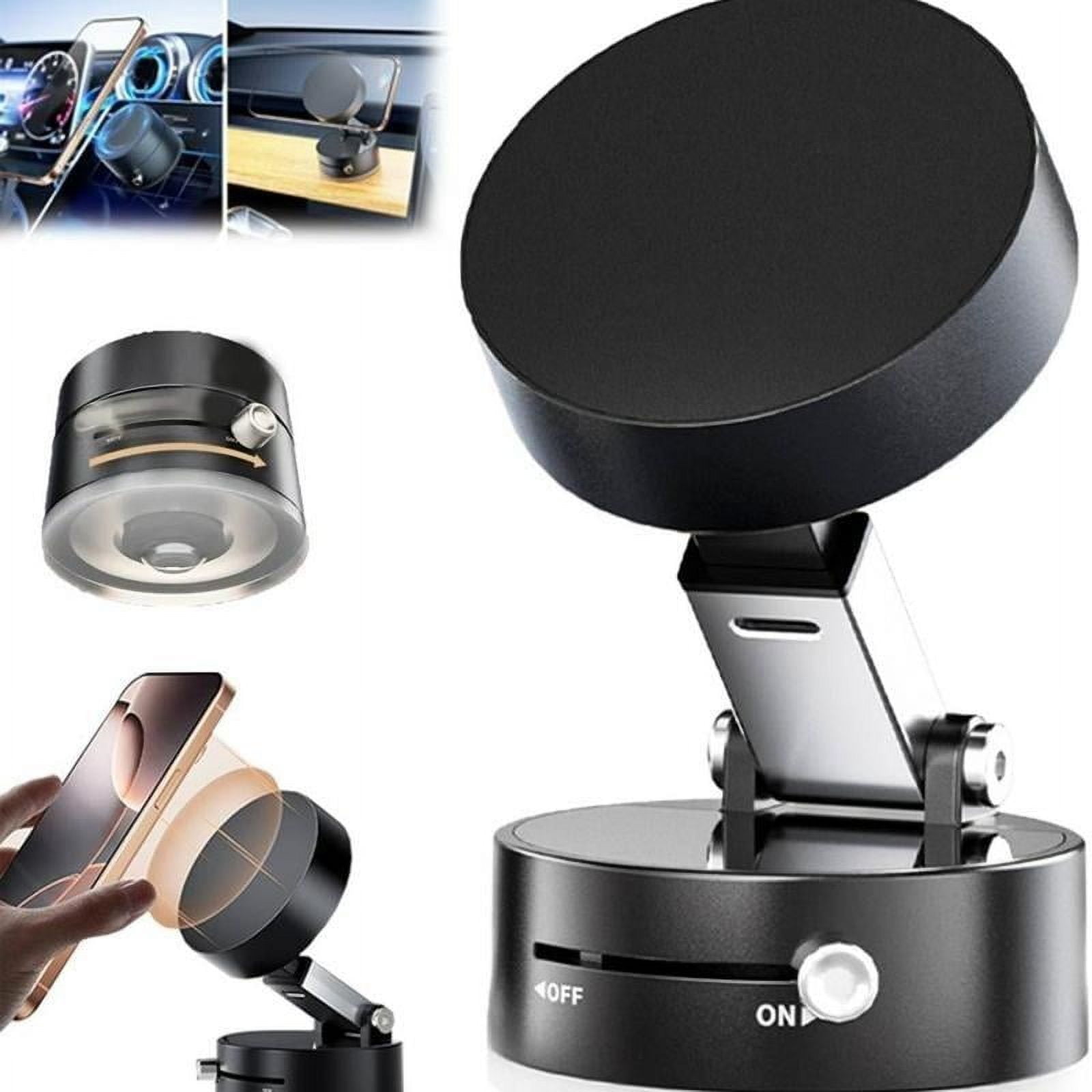Vipbugo Magnetic Car Phone Holder (2 Pack) – 2025 Strong Vacuum Suction, 360° Adjustable, Fits All Phones, No-Slip Design For Smooth Dashboards