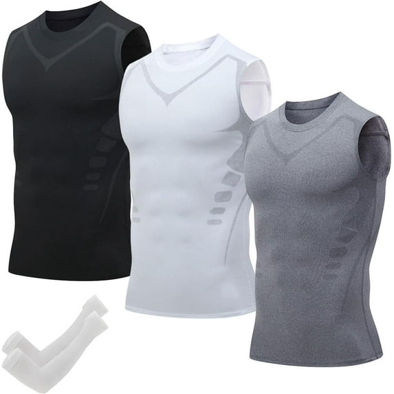 2025 New Version Ionic Shaping Sleeveless Shirt, Whalegrass Shaping Sleeveless Shirt for Men Build a Perfect Body