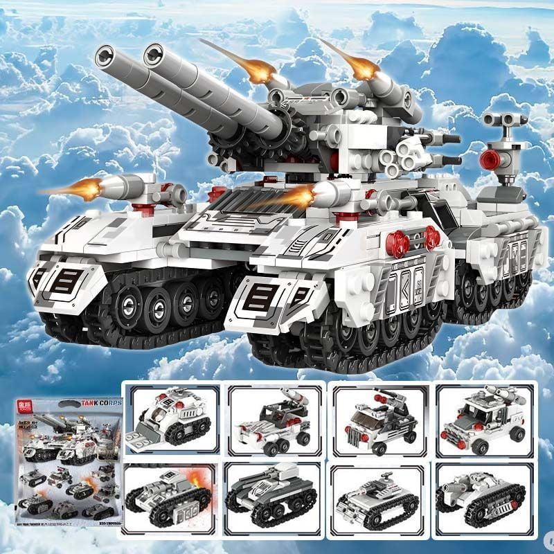 Model Tank Diy Blocks 2025 New WW2 Military Vehicle Tank 8in1 Airplane Truck Model Building ...