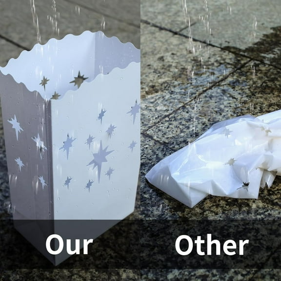 2025 New Waterproof 50 Pcs - Luminary Bags with Flameless Candles - Plastics Reusable Luminaries with Led Lights - Christmas Luminary Bags for Outdoors Birthday Wedding Thanksgiving Party Decor