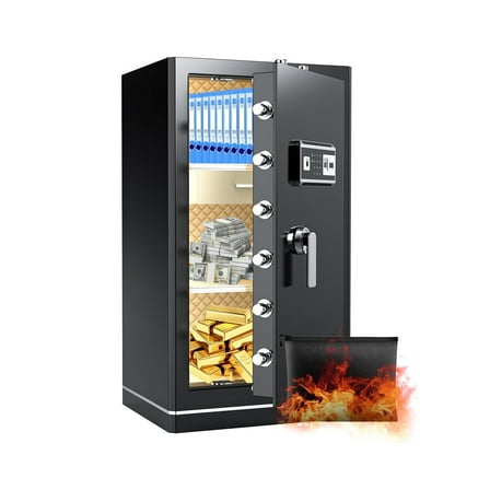 [2025 New Wifi Smart] FABAO 8.1 Cuft Extra Large Home Safe,with Fireproof Waterproof Bag, Heavy Duty Digital Security Safe, Built-In Drawer and Removable Shelf for Storing Valuables