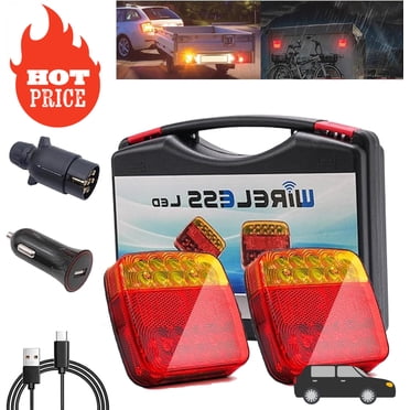 Battery Powered Wireless Magnetic Trailer Lights - Rechargeable LED Tow Lights For Truck Camper RV (100ft Range) Magnetic RV Trailer Lights