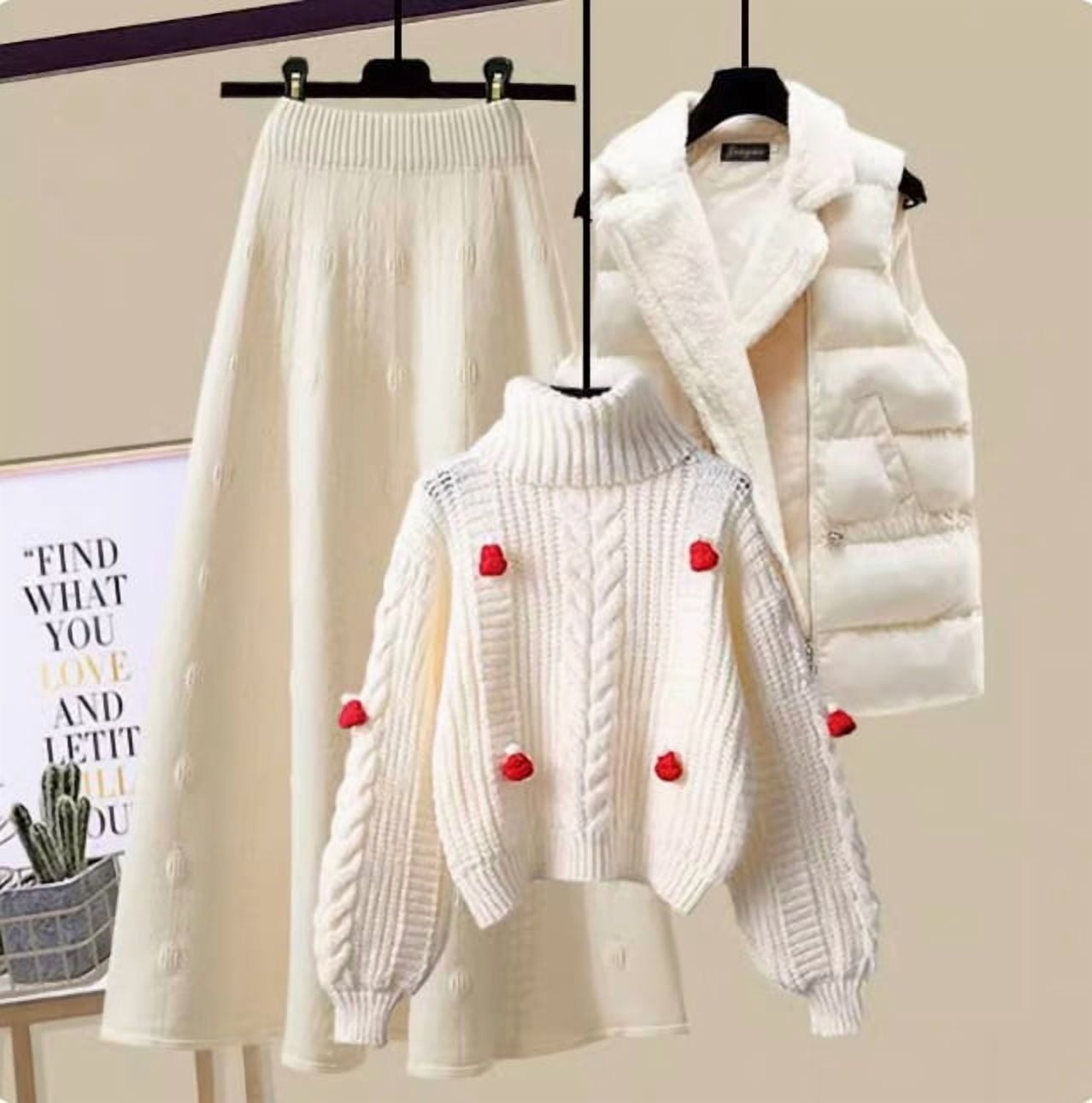 V-Neck Sweater and Wide-Leg Trousers Set